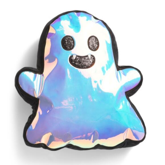 ENVOGUE Iridescent Ghost Vampire Teeth Throw Pillow Halloween Glitter 16 x 15 - Picture 1 of 6